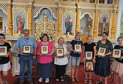 The icon painting class in McAdoo, Pennsylvania